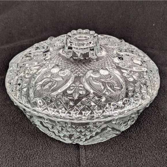Vintage Crystal Trinket Box, Sugar Dish, Candy Bowl - Picture 1 of 8